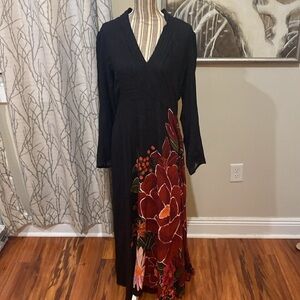 Anthropologie Farm Rio Dress Maxi Long Sleeve Boho Artsy
